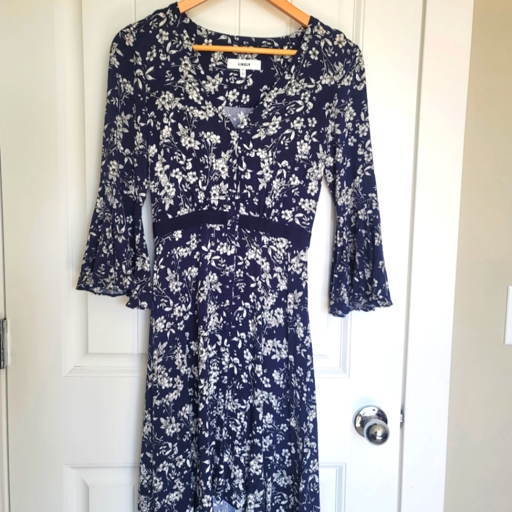 Likely, Blue / White dress